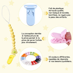 LIHAO T-shape Plastic Pacifier Clips Suspender Clips Holders for Baby Placifier and Toys - Pack of 50pcs, 10 Colors