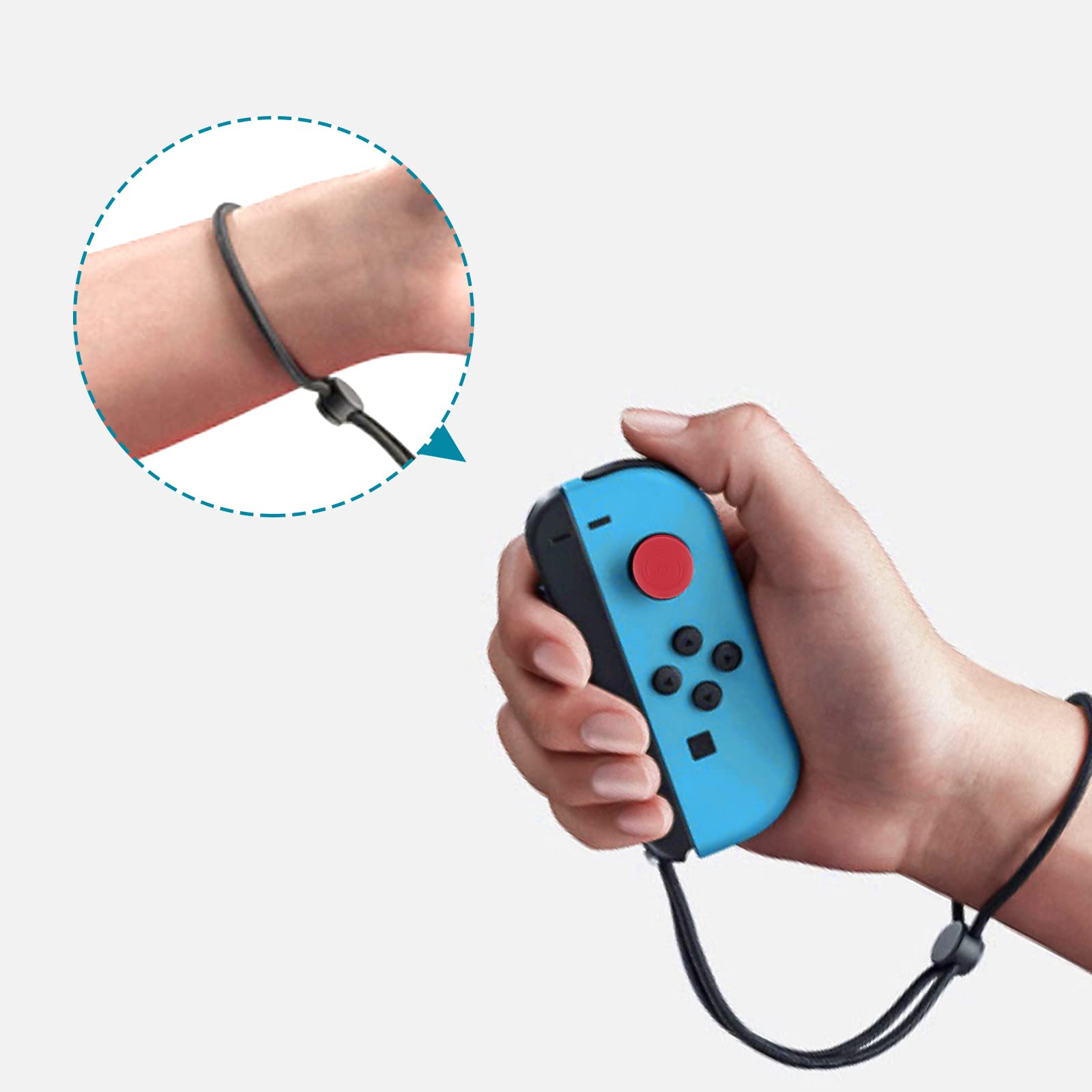 TOYMIS 2 Packs Wrist Strap for Nintendo Switch, Replacement Accessories with Joystick Cap Wrist Controller Adjustable Elastic Controller Wristband for Switch Joycon Joy Con Controller (Red, Blue)