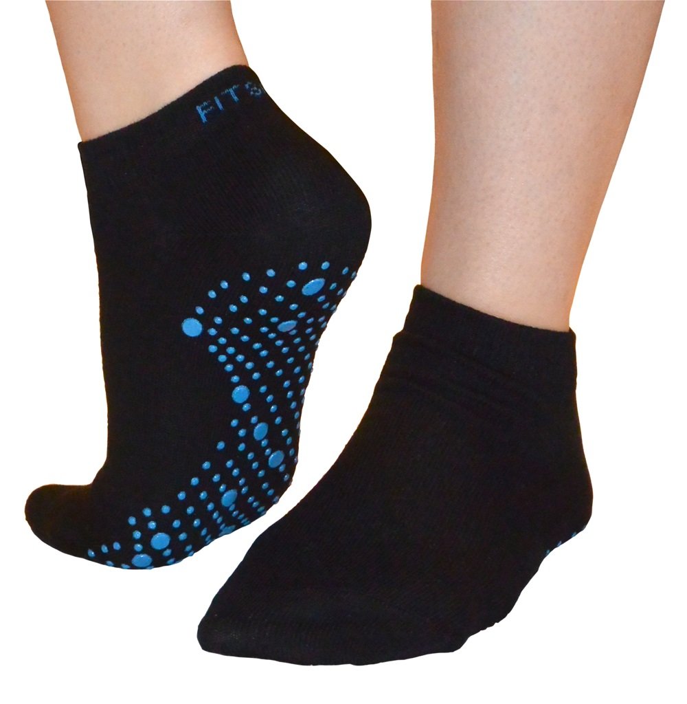 FitSox Pilates, Yoga, Martial Arts, Gym, Dance, Bar, Anti-Slip/Non-Slip, Falls Prevention, black/blue, EU 38-44 / UK 4-9 / US 6-10