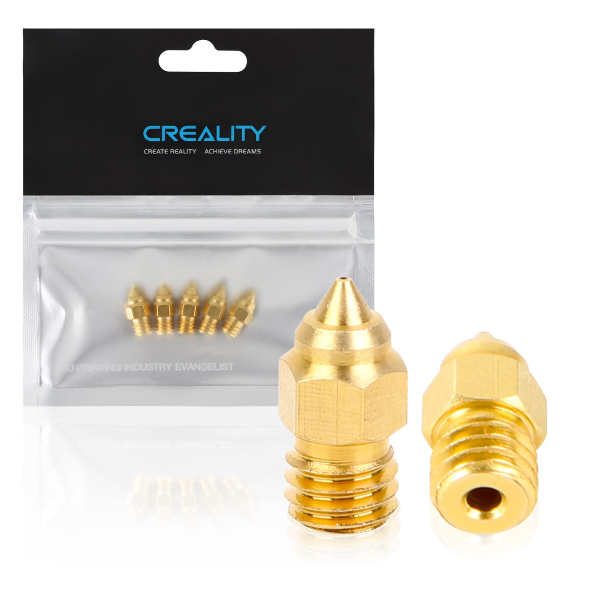 Creality Official 3D Printer Brass Nozzles MK8 0.4mm 5pcs for Ender 3 S1 Ender-3 S1 Pro CR-6 SE CR-6 Max Sermoon V1 Pro Ender-2 Pro CR-200B CR-5 Pro H(CT-380) CR-10 Smart