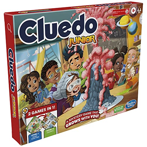 Clue Junior Game, 2-Sided Gameboard, 2 Games in 1, Clue Mystery Game for Younger Kids, Kids Board Games, Junior Games