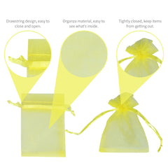 SUSNUAN Yellow Organza Gift Bags 20Pcs, 7x9cm Organza Bags Small Jewellery Pouches Wedding Favours Bags for Wedding, Anniversary, Christmas, Baby Shower, Birthday Party Drawstring Gift Bags