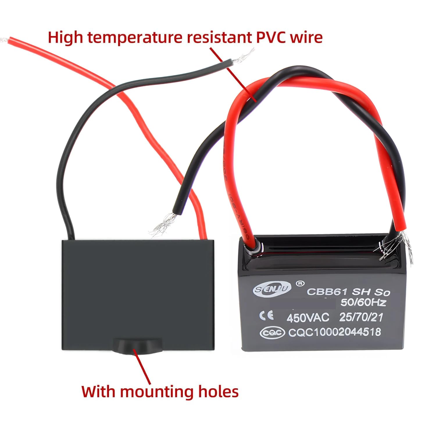 DollaTek 2Pcs CBB61 7uF 450V AC 50/60Hz Air Conditioner Fan Motor Running Capacitor