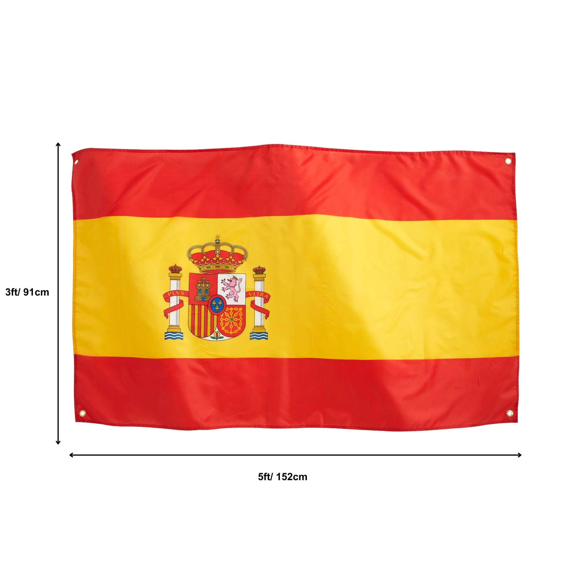 Runesol Spain Flag 3x5, 91x152cm, Eurovision 2024, Español Banner, 4 Grommets, Brass Eyelet in Every Corner, Premium Flags, Inside, Outside, Vivid Colours