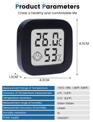 Digital Hygrometer Indoor Thermometer Room Thermometer and Humidity Gauge with Temperature Humidity Monitor for Greenhouse, Garden, Cellar (4, black, 4.3cm*4.3cm)