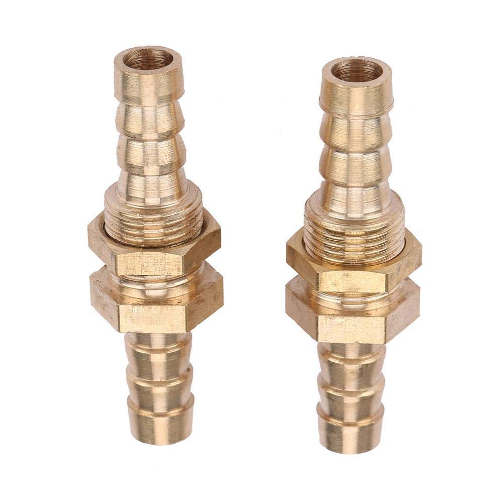 2 Pcs Hose Barb Brass Bulkhead Pipe Fitting Coupler Connector Adapter for Pipe Connection(8mm)