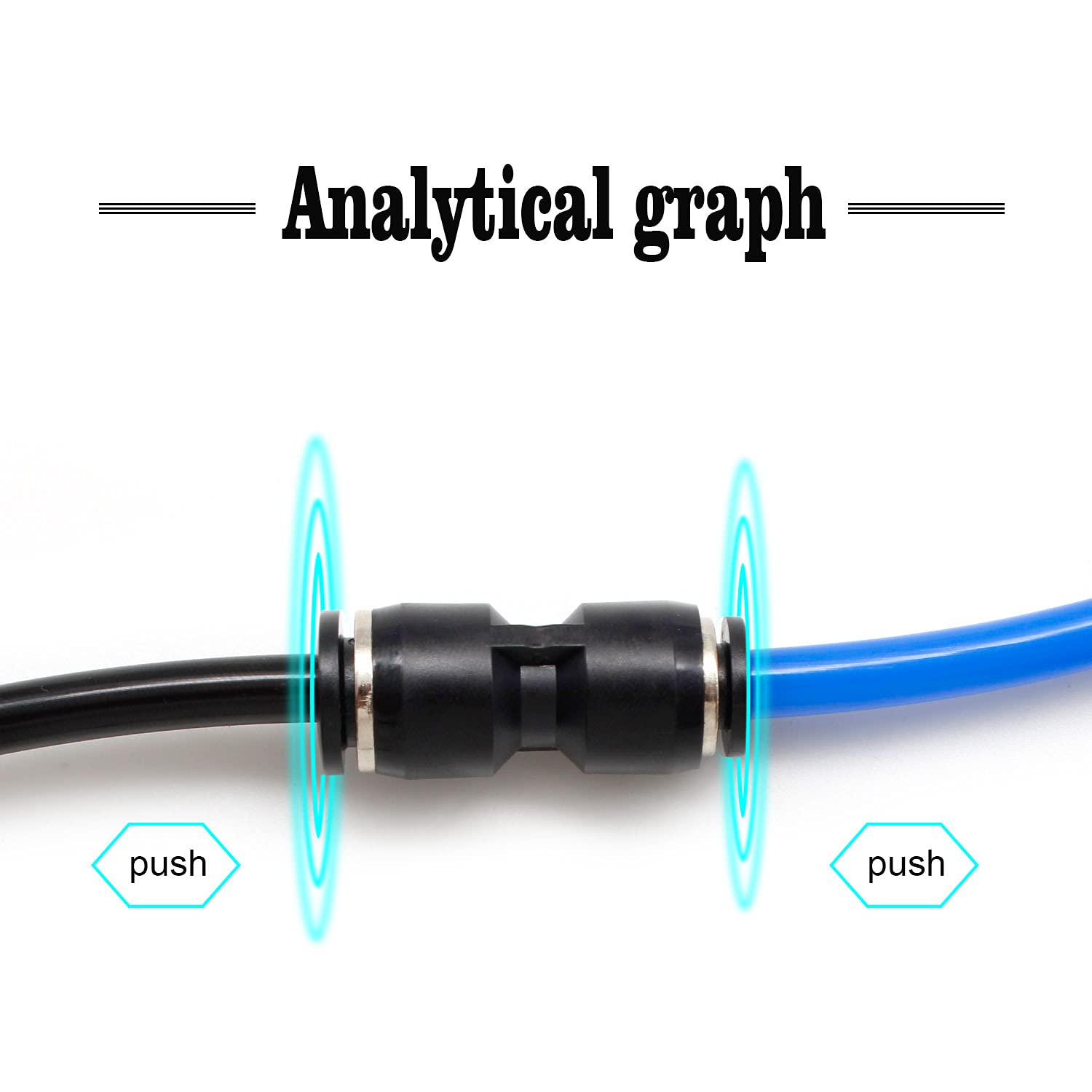 SRJQXH 12 Pcs Pneumatic Quick Fittings, PG6-4/ PG8-6/ PG10-8/ PG12-10 Plastic Straight Union Connect, Black Push to Connect Fittings, Suitable for Trachea and Automation Equipment