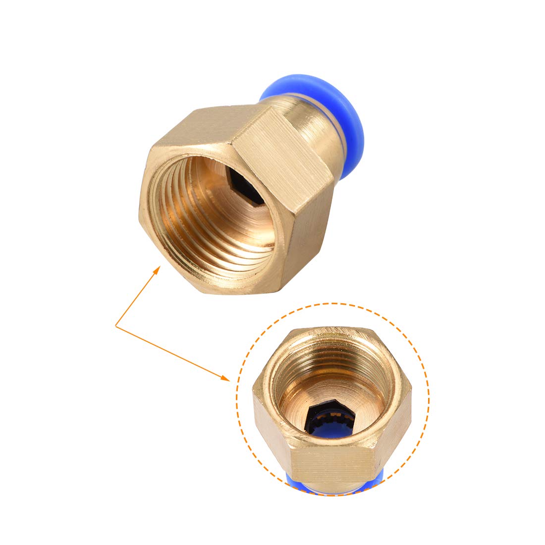 sourcing map Push to Connect Tube Fitting Adapter 10mm Tube OD x G1/2 Female Straight Pneumatic Connecter Connect Pipe Fitting 2pcs