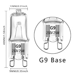 25W G9 Halogen Oven Bulbs 230V 300℃ Microwave/Oven Rated Light Bulbs,Warm White 5 Packs