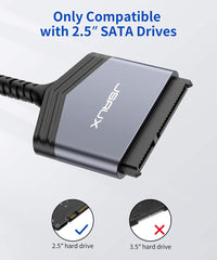 JSAUX SATA to USB C Cable, USB-C 3.1 to 2.5” SATA III Hard Driver Adapter Aluminum Shell External Converter for SSD/HDD Data Transfer-Grey