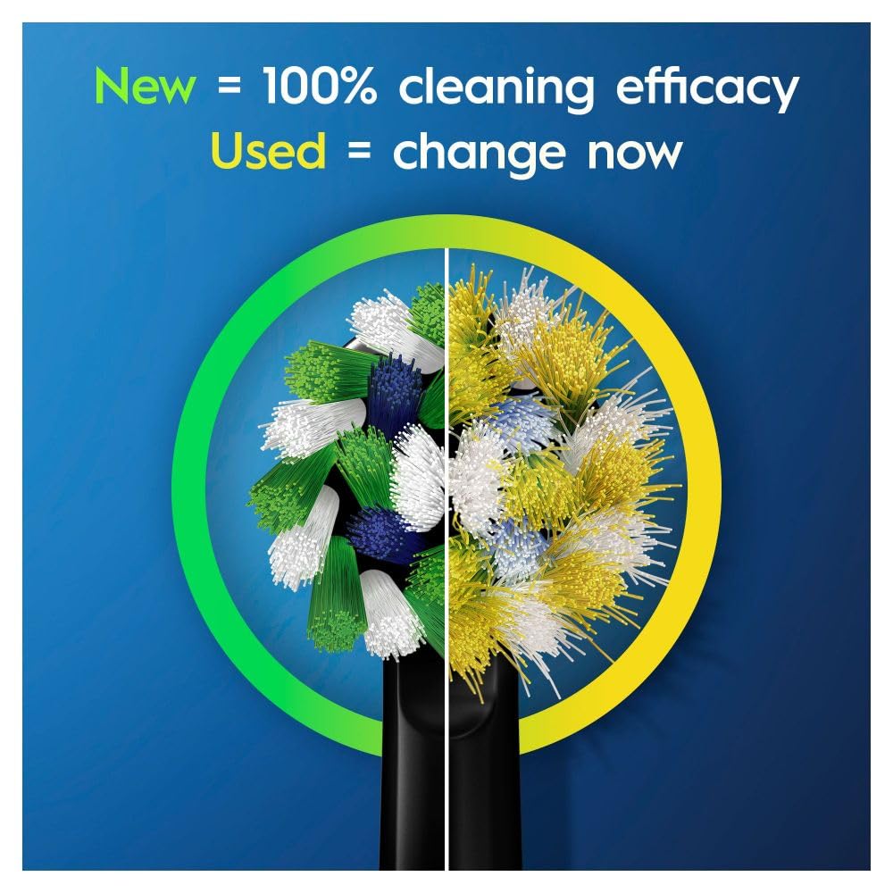 Oral-B Cross Action Electric Toothbrush Head with CleanMaximiser Technology, Angled Bristles for Deeper Plaque Removal, Pack of 12 Toothbrush Heads, Recyclable Carton, Suitable for Mailbox, Black