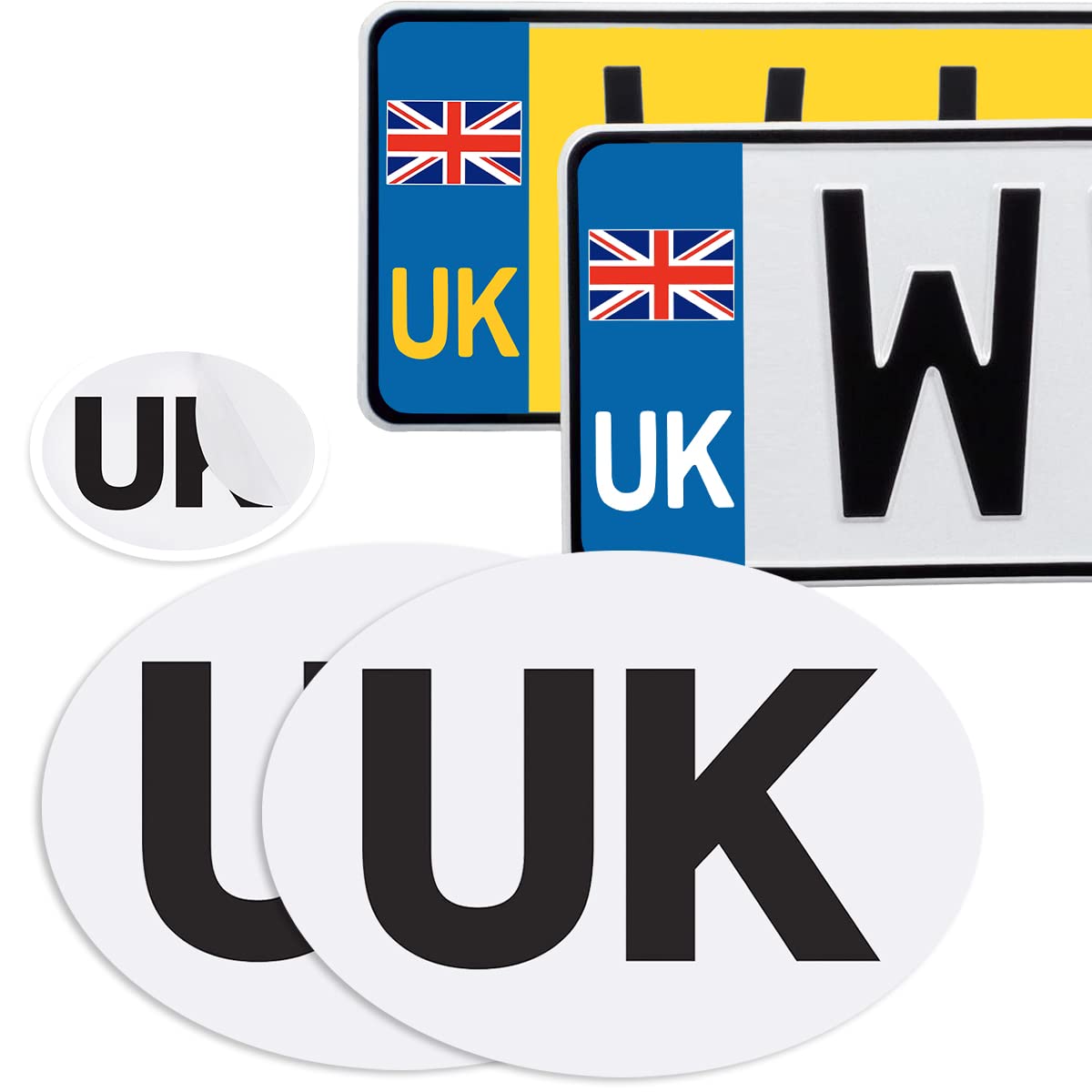 Honsaifau UK Magnetic Car Stickers 2 Pack and Pair of UK Car Number Plate Stickers, Set of 4 UK Stickers for Cars, Vans, Trucks, No Blow off and Easy to Remove without Scratching, for European Roads