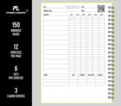 Fitness Logbook - Track 150 Workouts - Thick Paper, Durable Cover - A5 - Undated Workout Journal, Planner Log Book - Track Weight Loss, Muscle Gain, Gym Exercise, Bodybuilding Progress (Lime)