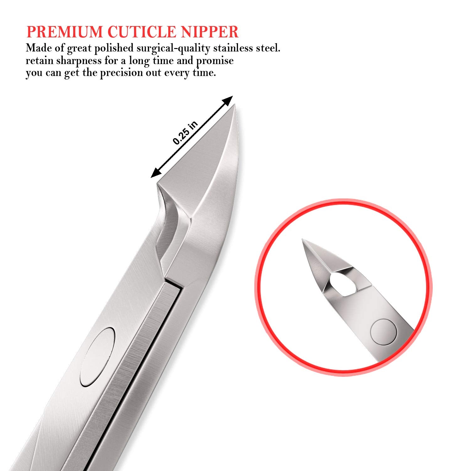 Jestilo Professional Cuticle Nippers Scissors Cutters, Removers Stainless Steel Best Nail Care Tool for Manicure and Pedicure (Silver)