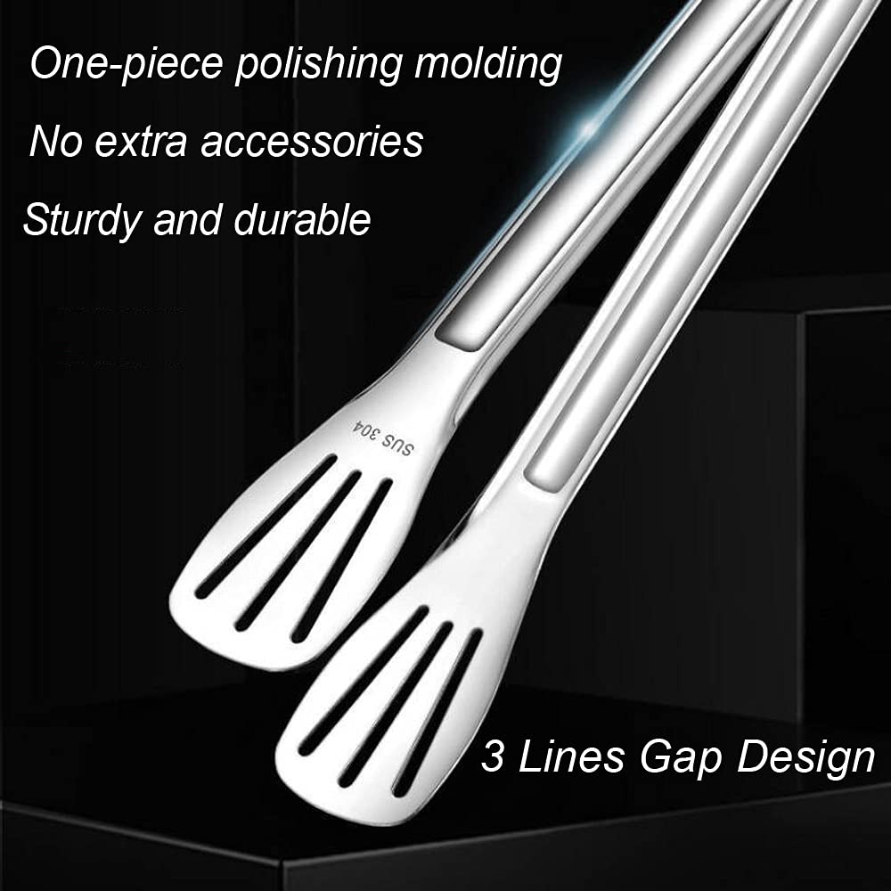 Kitchen Tongs(9'')-304 Easy to Clean-Food Safe Stainless Steel Cooking Tongs,Salad,BBQ,Serving,Frying Tongs Utensils,Kitchen Gift etc,Easy Grip Best Sturdy Tongs,Non Stick.