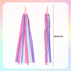 Kid's Rainbow Bike Streamers For Girls Boys, 2 PCS Childrens Baby's Colorful Handlebar Bicycle Grips Tassel Ribbons,Carrier Accessories Easy Attach To Scooter's/tricycle's/bike's Handlebars -Purple