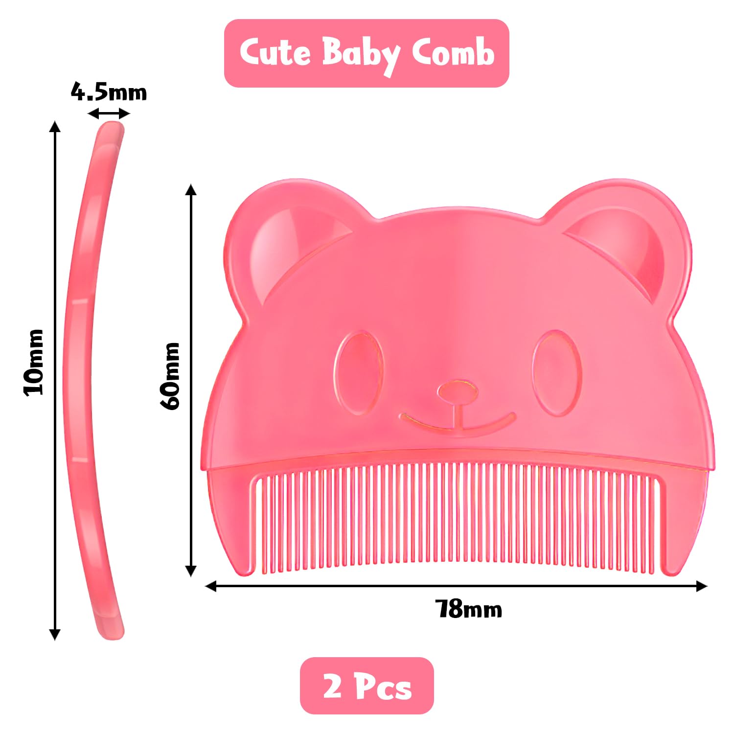 2 Pcs Baby Comb Baby Cradle Cap Comb Baby Hair Brush Toddler Comb Toddler Hair Brush Newborn Hair Brush Cradle Cap Comb (Pink)