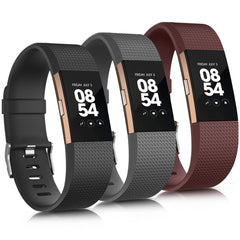 AK Compatible For Fitbit Charge 2 straps for Women Men,3 Pack Replacement strap for Fitbit charge 2 strap, Adjustable Sport Wristbands for Fitbit Charge 2 HR (Small, Black/Gray/Red)