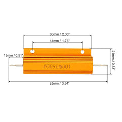 PATIKIL 100W 360 Ohm Aluminum Shell Resistor, 2 Pack Aluminum Housing Resistor Housed Case Wirewound Resistors Screw Tap Power Resistor, Golden