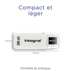 Integral SD Card Reader USB2.0 for SD, SDHC, SDXC Memory Cards, USB 2.0 Memory Card Adapter, White