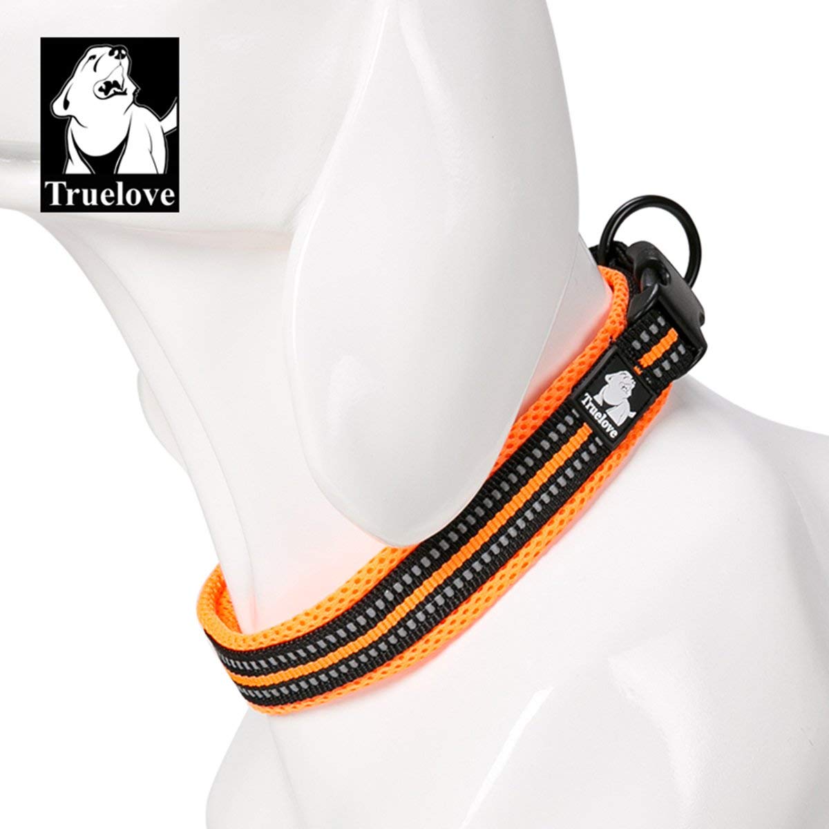 Truelove Dog Training Collar TLC5011 Reflective Premium Buckle Nylon Webbing Pet Dog Collars,High Grade Nylon Webbing No Choke Basic Collars Now Available (3XL, Orange)