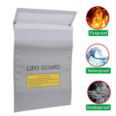 LiPo Guard, Fiber Li-Po Battery Safety Bag Fireproof Document Bag Resistant Explosion Guard for RC Batteries Protect Your Valuables Documents Money Jewelry 23 * 30cm Grey