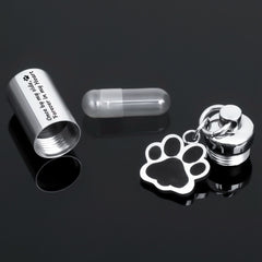 Canghai Stainless Steel Dog Paw Cremation Urn Keyring, Memorial Ashes Keepsake Keychain, Pet Charms Locket Pendant Cremation Jewellery for Ashes(Once by my side)