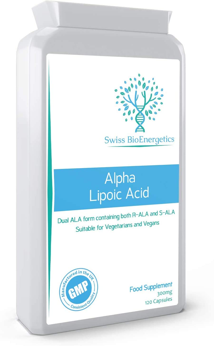 Alpha Lipoic Acid 300mg 120 Capsules – Dual ALA (Both R-ALA and S-ALA) - UK Manufactured