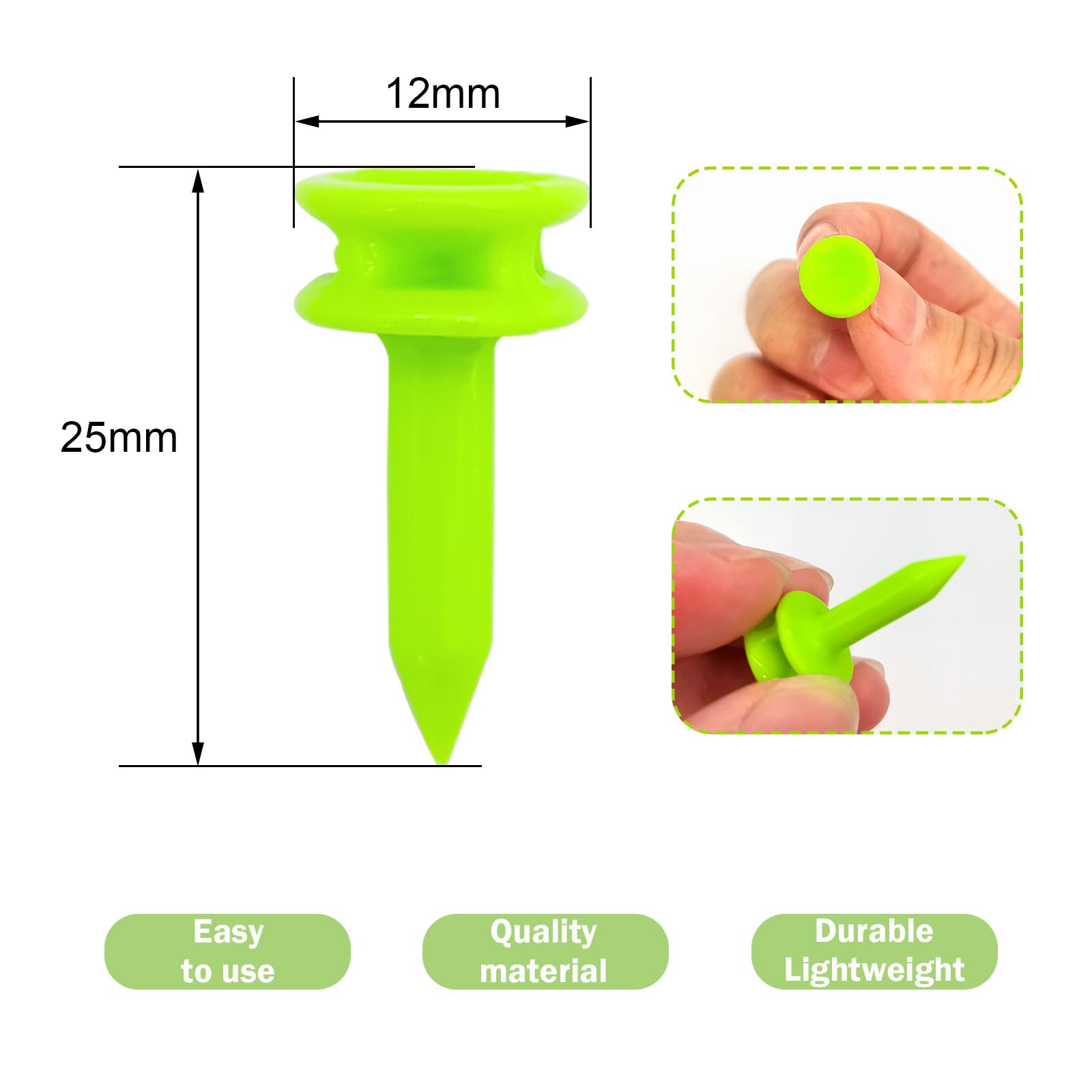 Desenda 50pcs Small Golf Tees Plastic Reusable Castle Golf Tees Green Golf Tees 1 inch