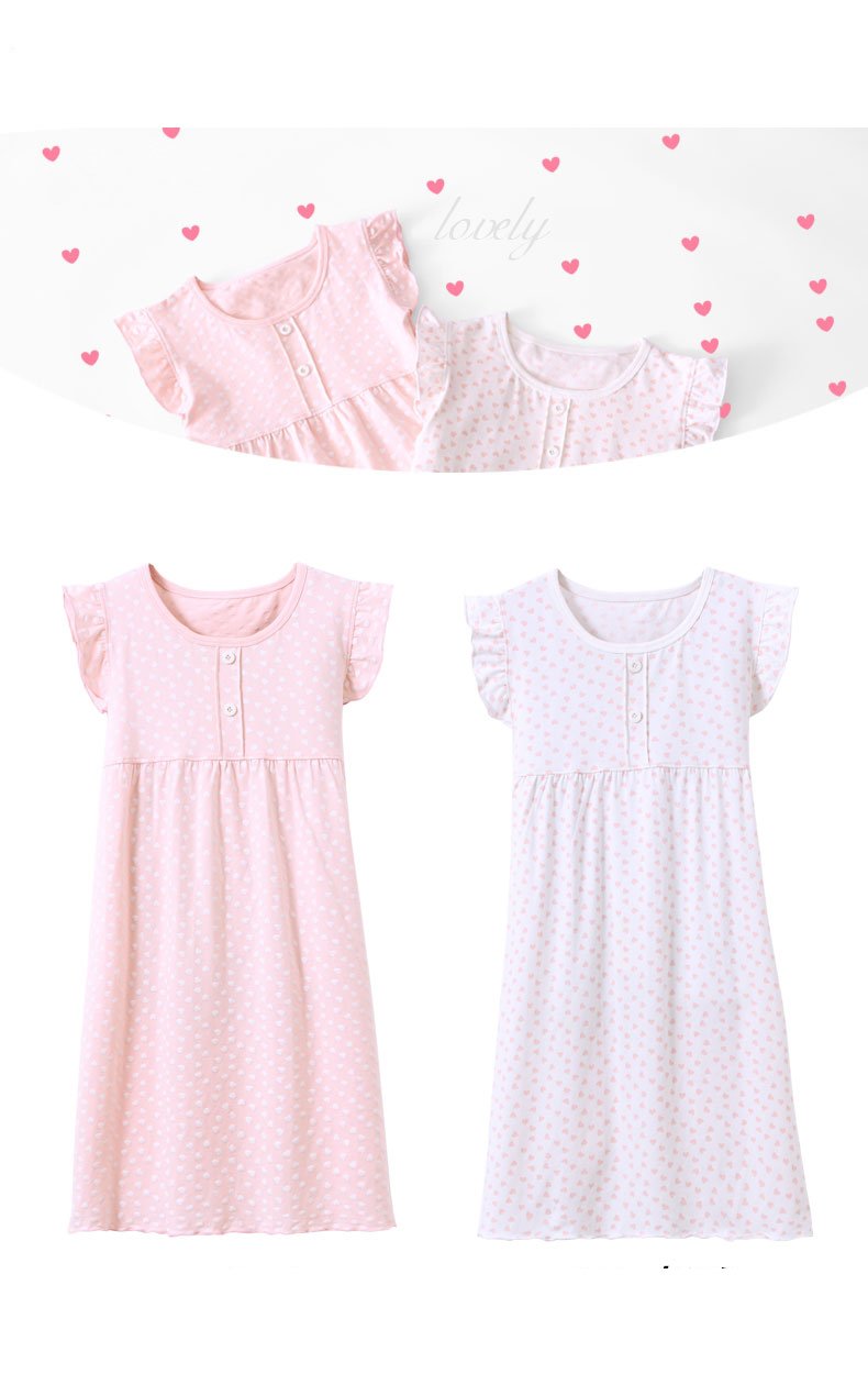 Baby Girls' Princess Nighties Heart Print Nightgowns Ruffle Sleep Gowns White 3t