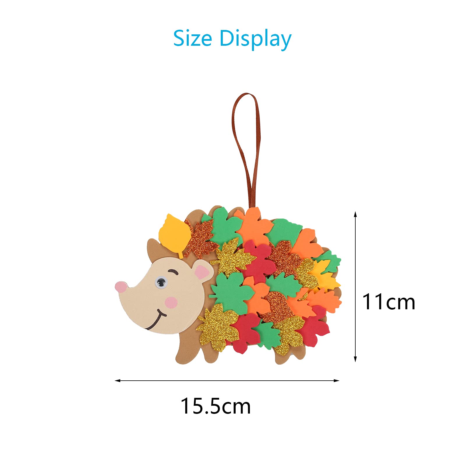 LAMEK 12 Pack Hedgehog Craft Set for Kids DIY Fall Decoration Creative Kit with 216pcs Assorted Accessories Maple Leaf Foam Stickers for Boys Girls Children Arts Crafts Autumn Party Supply