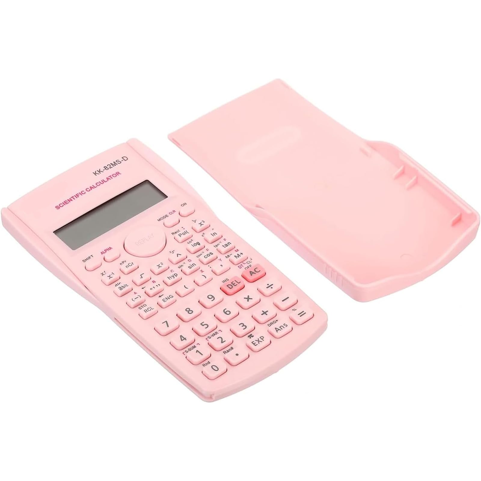 KK-82MS-D Portable Scientific Calculator Engineering Scientific Functional Calculator with 240 Functions Two-Line Display for Back to School Supplies Students Teachers Business Office Home(Pink)