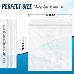 100 Grip Seal Bags *CHOOSE YOUR SIZE*  Strong Resealable Zip Lock Bags   Reusable Clear Plastic Bags   Resealable Freezer Bags   Resealable Bags for Food Storage Jewellery Medicine (4 x 5.5 inch)