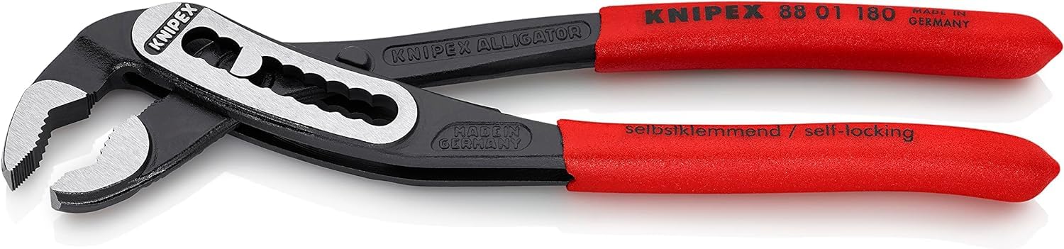 Knipex Alligator® Water Pump Pliers black atramentized, with non-slip plastic coating 180 mm (self-service card/blister) 88 01 180 SB