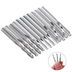 12 PCS Carbide END Mill Cutter, AFUNTA 4 PCS 1/8 inches CNC Router Bits Double Flute Tools and 8 PCS 1 Flute Single Edged Milling Cutter (2 Types) for Nylon, Resin, ABS, Acrylic, PVC, MDF, Hardwood