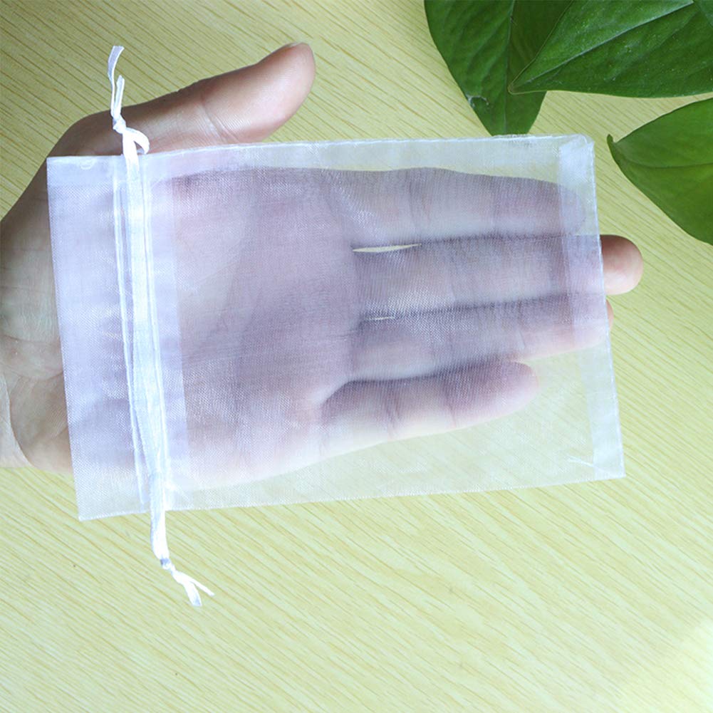 Leeyunbee 100PCS 10 x 15 cm White Organza Bags, Organza Gift Bags, Organza Jewelry Pouches Candy Bags Wedding Favour Bags with Drawstring Used for Wedding, Birthday, Christmas, Anniversary