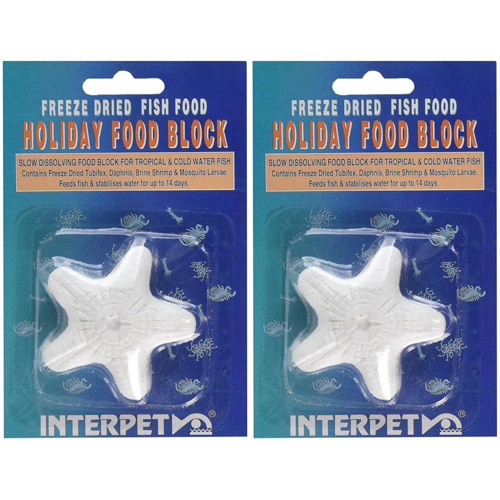 Interpet Slow Release Holiday Mineral Fish Food Block with Freeze Dried Food (Pack of 2)