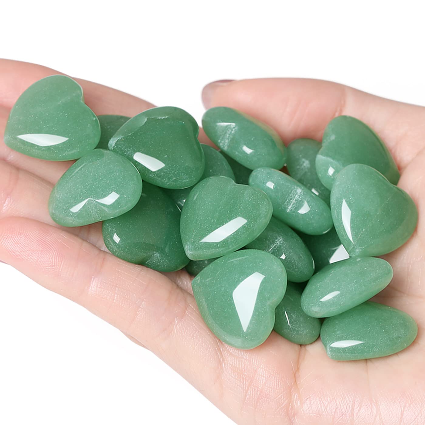 XIANNVXI 10 Pcs Green Aventurine Crystals Heart Natural Green Crystals Gemstones Set Polished Love Palm Pocket Stones Reiki Crystal Beginners Gifts