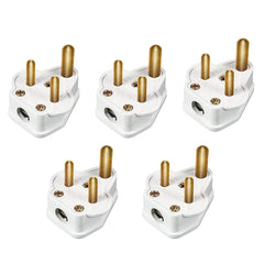 5Pcs 5 Amp Round Pin Plug Lamp, Round 3 Pin Plugs for Stage Lighting Lamp(White) (5)