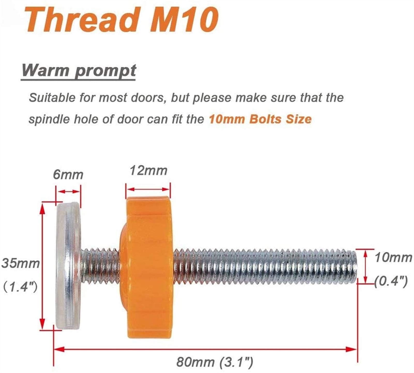 4 Packs Pressure Mounted Baby Gates Threaded Spindle Rods, Walk Thru Gates Accessory M10 x 10MM Screw Bolts Kit for Baby Gates Stair Gates Dog Gate Pet Gates