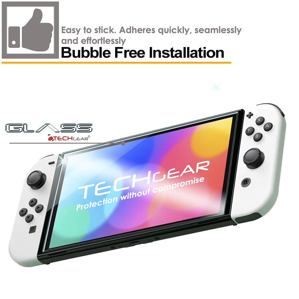 TECHGEAR Switch OLED 7 inches GLASS Edition, Genuine Tempered Glass Screen Protector [2.5D Edge] [9H Hardness] [Crystal Clarity] [Scratch-Resistant] [No-Bubble] Compatible for Nintendo Switch OLED 2021