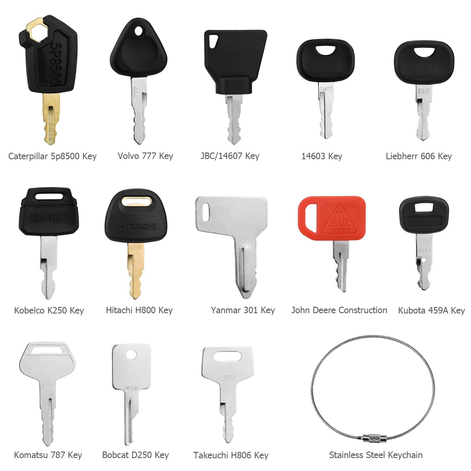 Ignition Starter Plant Key Set 14pcs, Ancable Plant/Dumper/Machine Keys Replacement, Universal Ignition Switch Spare Keys, Suitable for Excavators, Machinery Plants, Trucks, Tractors, Bulldozers