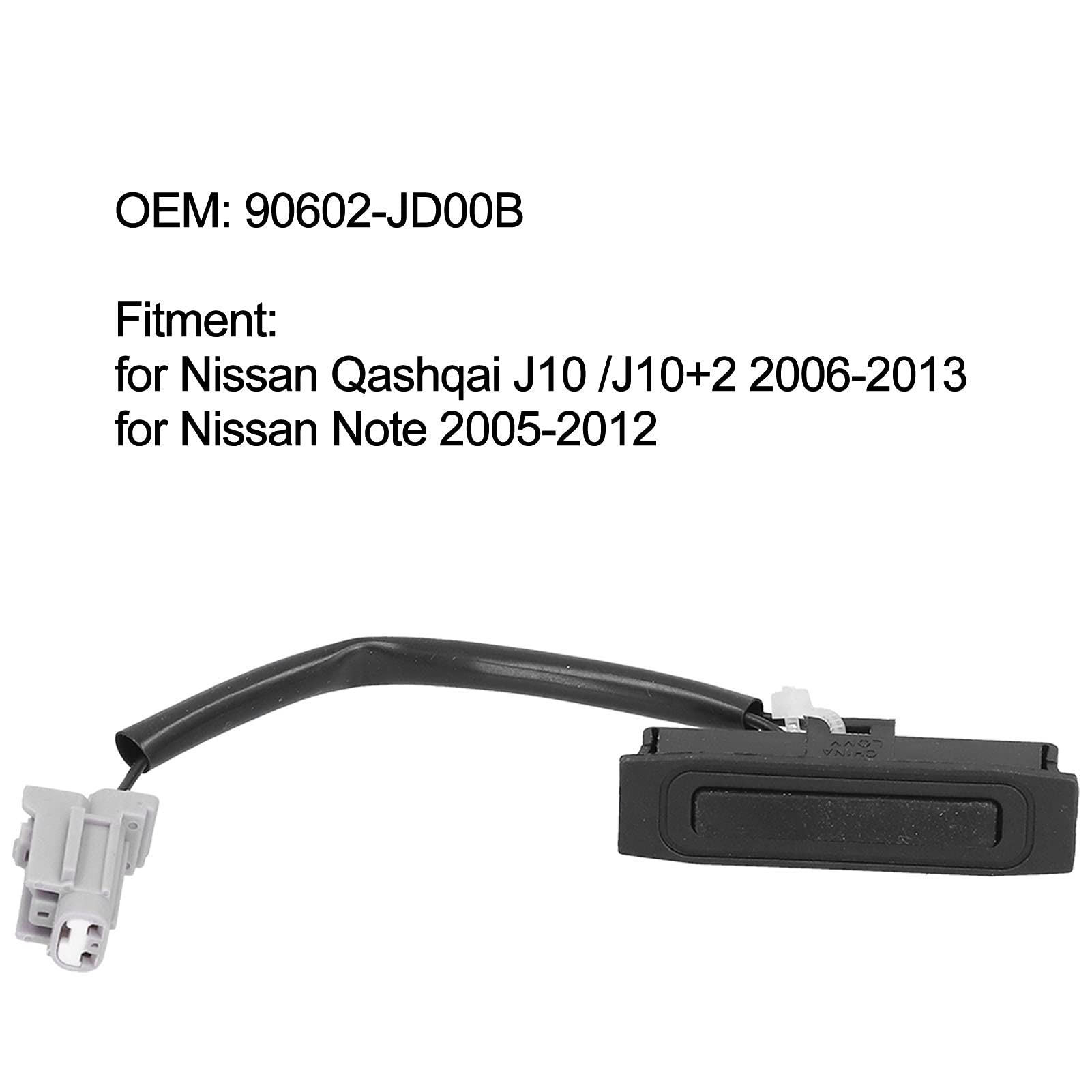 Tailgate Release Switch, Tailgate Release Switch Opener Tailgate Boot Opener Release Switch Button 90602-JD00B Replacement Part for Nissan Qashqai/Note