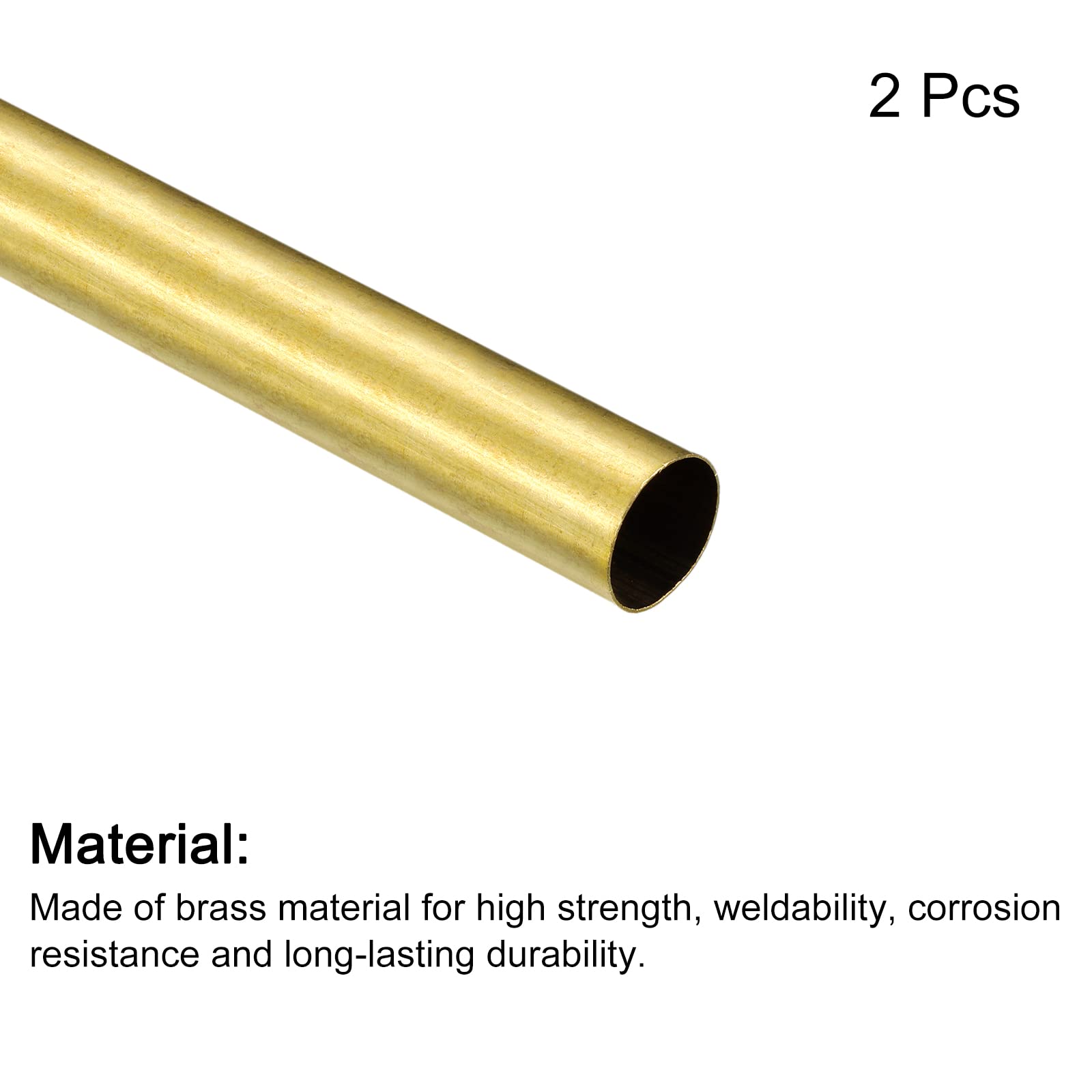 sourcing map Brass Tube, 9mm OD 0.2mm Wall Thickness 150mm Length Round Pipe Tubing for Industry, DIY Projects 2 Pcs