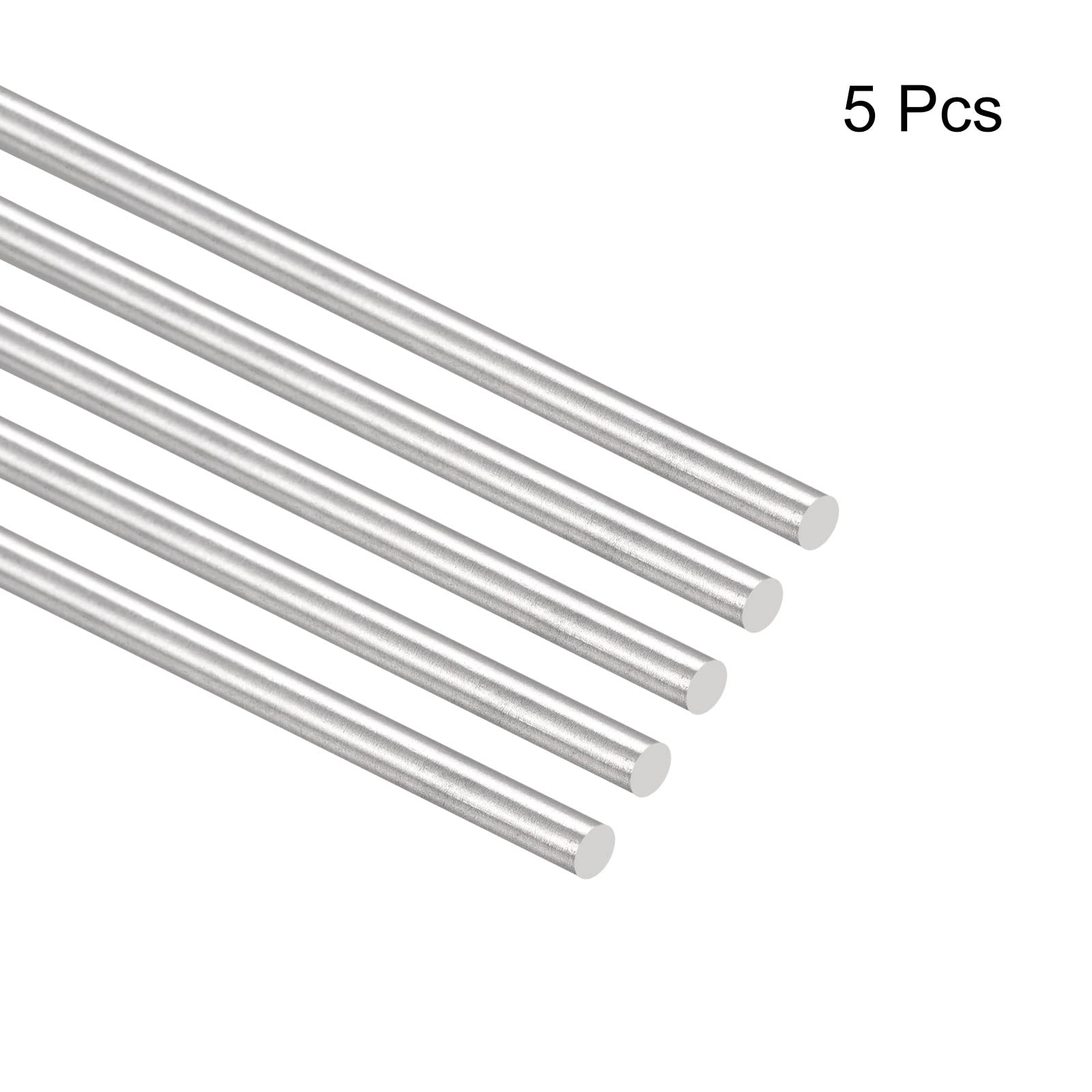 sourcing map 304 Stainless Steel Round Rods, 6mm x 350mm Solid Shaft Rods for DIY Craft Model Car Helicopter Airplane, Pack of 5