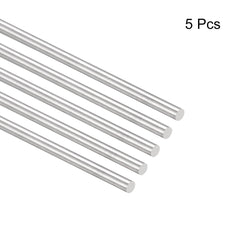 sourcing map 304 Stainless Steel Round Rods, 6mm x 350mm Solid Shaft Rods for DIY Craft Model Car Helicopter Airplane, Pack of 5