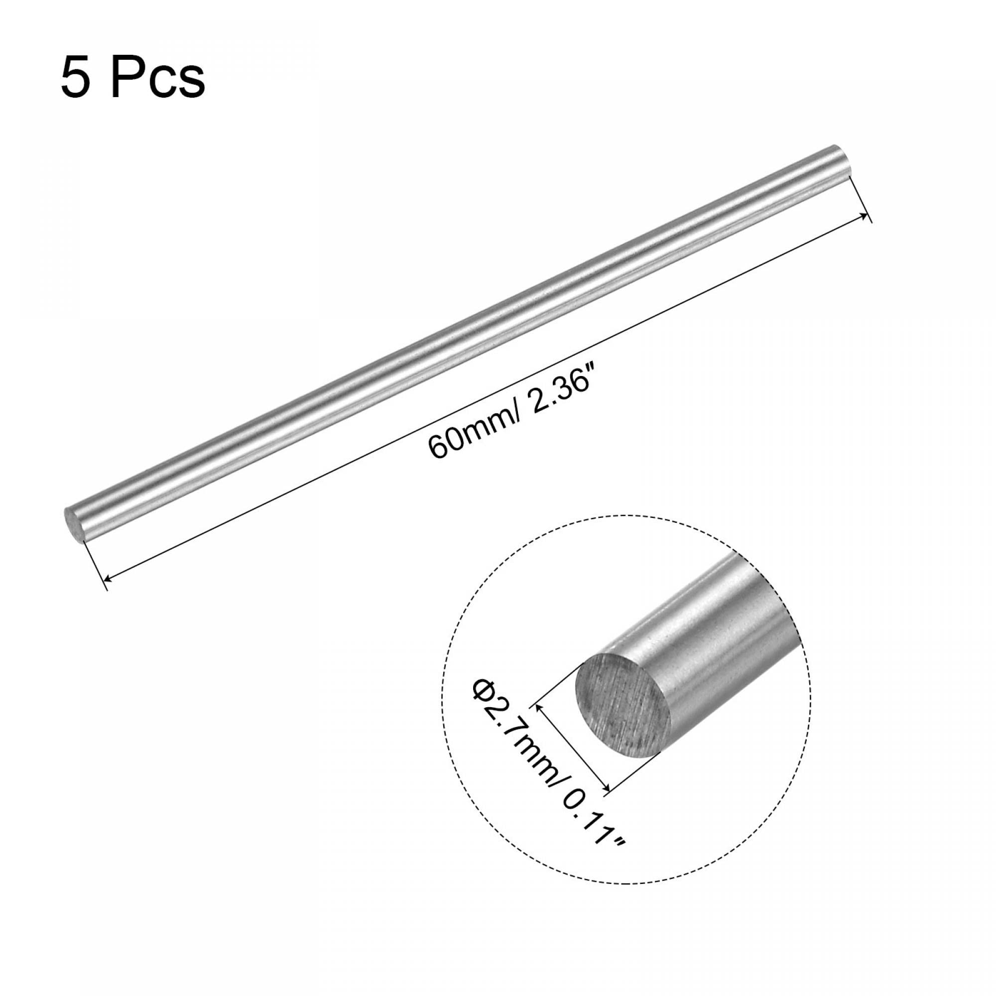 sourcing map Round Steel Rod, 2.7mm HSS 63-65 HRC Lathe Bar Stock Tool 60mm Long for Shaft Gear Drill Lathes Boring Machine Turning Miniature Axle 5Pcs