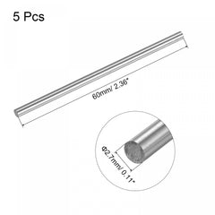 sourcing map Round Steel Rod, 2.7mm HSS 63-65 HRC Lathe Bar Stock Tool 60mm Long for Shaft Gear Drill Lathes Boring Machine Turning Miniature Axle 5Pcs