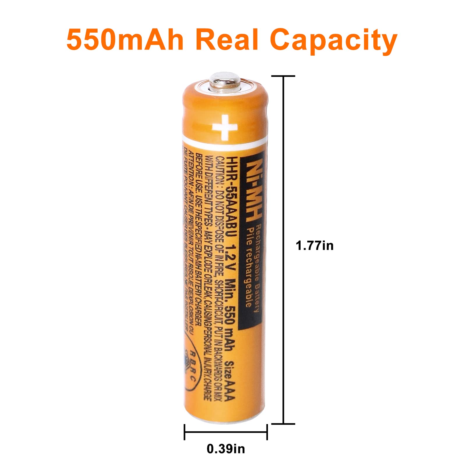 4 Pack HHR-55AAABU 550mAh NI-MH AAA Rechargeable Batteries for Panasonic 1.2V Rechargeable Battery AAA for BT Gigaset Cordless Phones