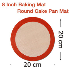 Goalfly 8 Inch Round Silicone Baking Mat, Set of 3 Nonstick Baking Mat (20cm), Silicone Mat for 8 Inch Cake Pan, Silicone Mats for Baking Cake, Pizza, Pie, Bread, Macaron